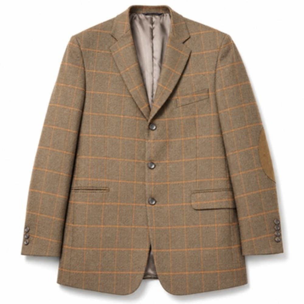 Brooks Brothers Regent Mens 44R Brown Wool Cashmere Tweed Plaid Sport Coat